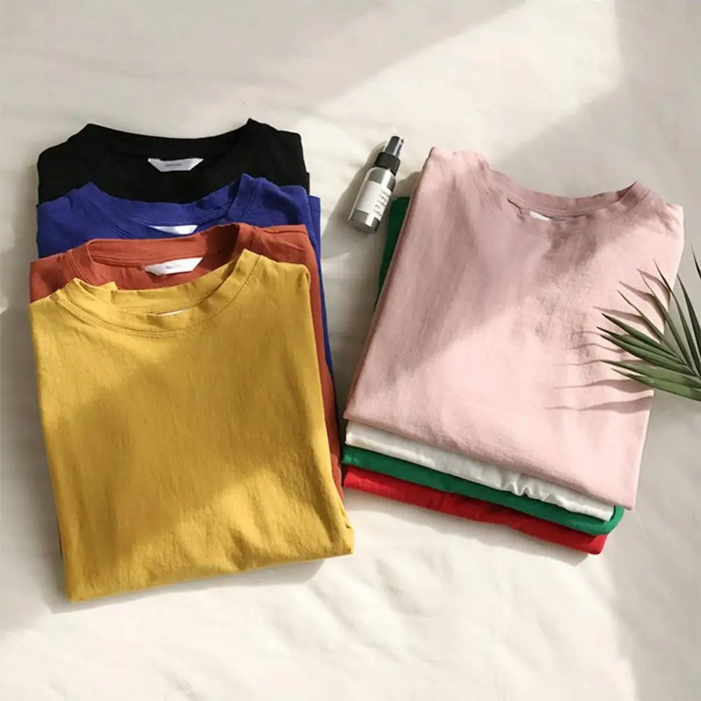 

Korean Fashion Spring and Summer Solid Color Cotton Shirt Loose Large Size