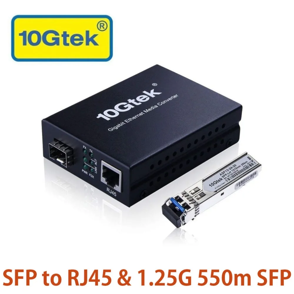 

Gigabit Ethernet Media Converter with a 1.25G 850nm 550M SFP SX Optical Transceiver Module MMF SFP to 10/100/1000Base-Tx RJ45