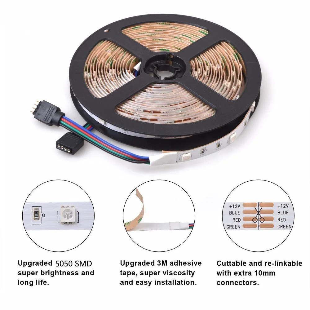 5 м SMD 5050 RGB Светодиодная лента Водонепроницаемая 12 В Fita DE Tiras светодиодный 220 В лента RGB лента гибкий неоновый светильник светодиодный светильник Wifi/Bluetooth