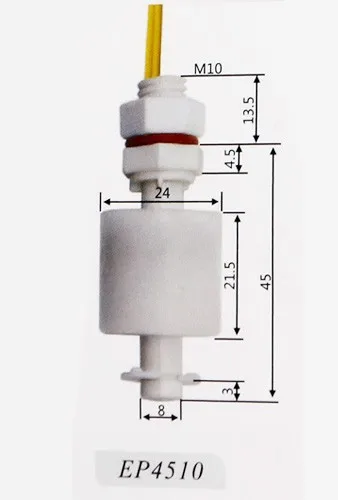 10 шт./лот M10* 45 мм 220 V уровня воды Жидкость Сенсор Тип мини поли Propy поплавок выключатель света EP4510 2A1