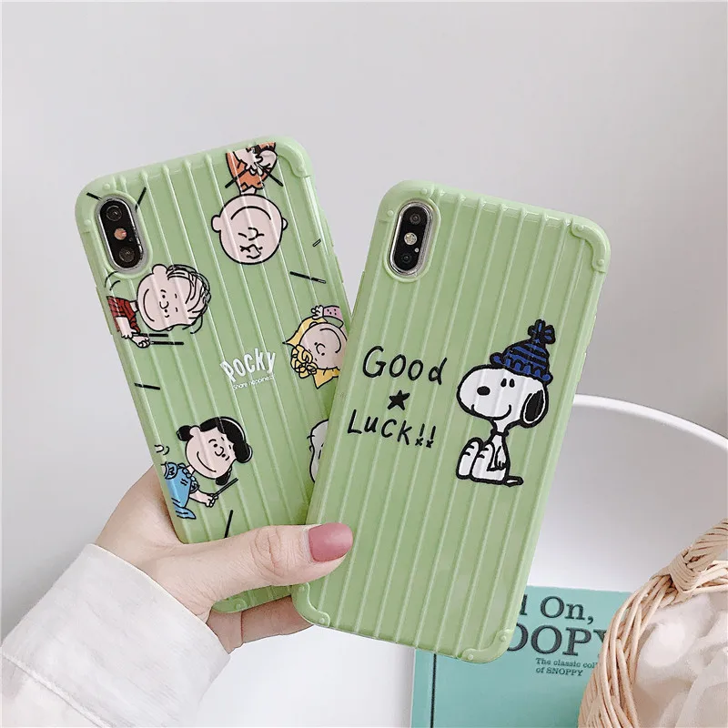 Чехол для телефона с мультяшным рисунком «Charlie коричневый lucy» чехол для iPhone 6 6S 7 8 plus милый чемодан зеленый чайный чехол для iPhone XR X XS max