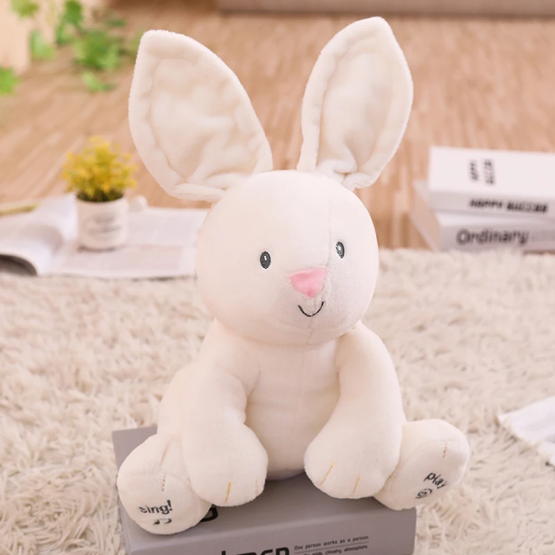 

Talking Singing Peek a boo Bunny speaking Rabbit plush toys Electronic stuffed animals for children girls boys baby Humor Ted