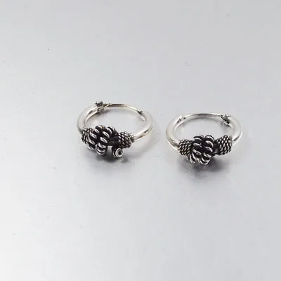 1 пара, европейская маленькая серьга-кольцо для женщин, винтажное серебряное кольцо, модное ювелирное изделие ручной работы - Окраска металла: D