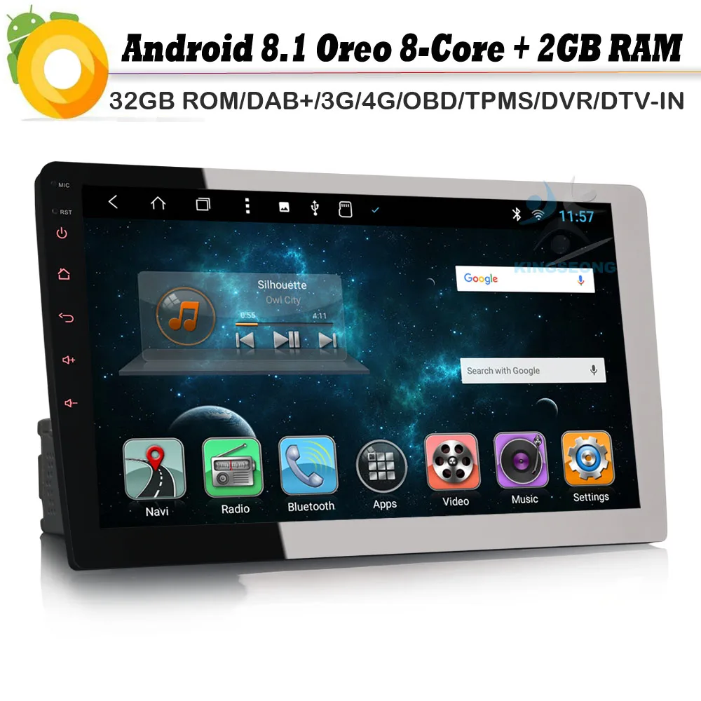 8-ядерный 10," DAB+ 1 DIN Android 8,1 gps Bluetooth навигация 4G OBD DVB-T2 AUX автомобильный Радио RDS BT DVD USB SD DVR