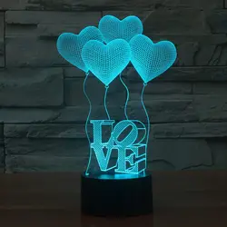 Любовь он Книги по искусству 3D Светодиодный свет 7 цветов изменить Night Light Home Decor Спальня 3D Акрил светодиодный Книги по искусству лампы