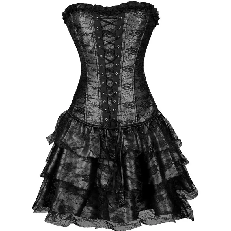 

2017 Women Steampunk Corsets Dress Ladies Vintage Bustier Top Gothic Overbust Corset Dress Waist Corset Sexy Lace Waist Trainer