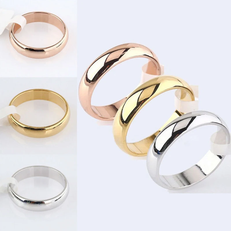 Latest Fashion Fortunately Rose Gold Women Men Polished Stainless Steel Ring Convention Jewelry Wedding Band Ring Valentine Gift