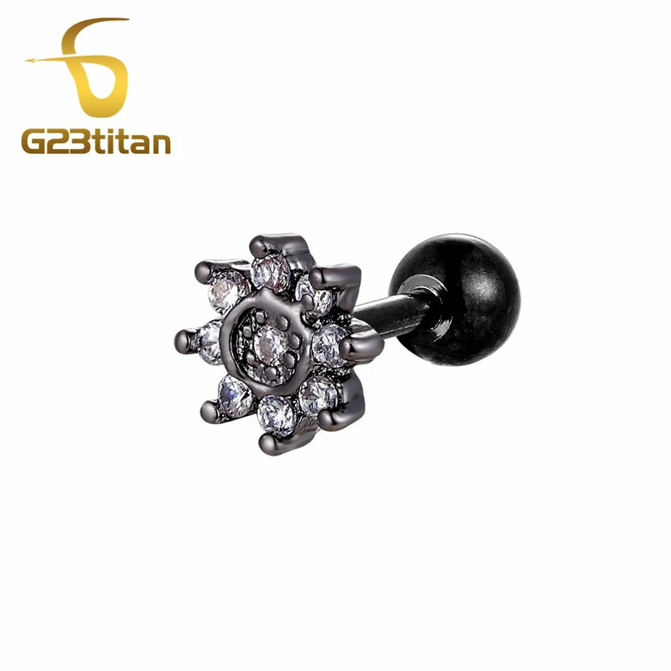 ear piercing Хрящ Уха Сережки для пирсинга 16 г хирургические стальные сережки хрустальные спирали для пирсинга ушной раковины Женские аксессуары украшения для тела - Окраска металла: ear piercing