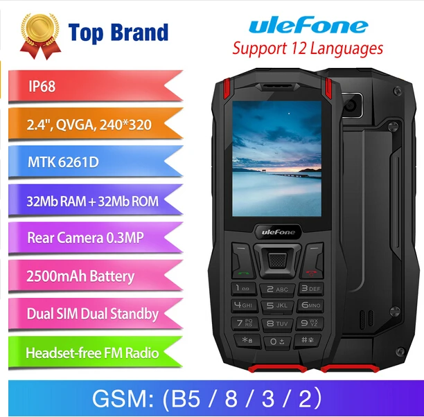 Ulefone Armor Mini IP68 водонепроницаемый внешний телефон 2 4 дюймов MTK6261D беспроводной fm