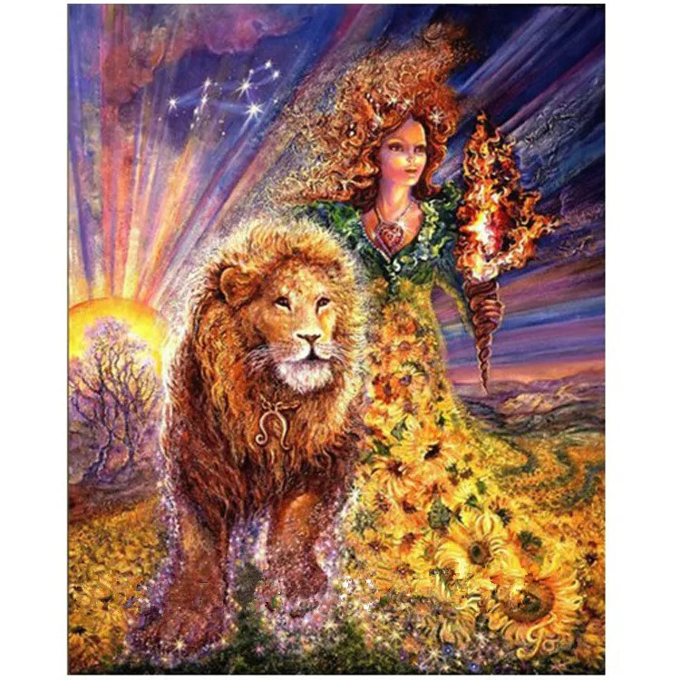 

Lion Animal sunflower goddess,Needlework Cross stitch DMC Stylish for Embroidery kits,Kid Patterns Cross-Stitching,DIY Handmade