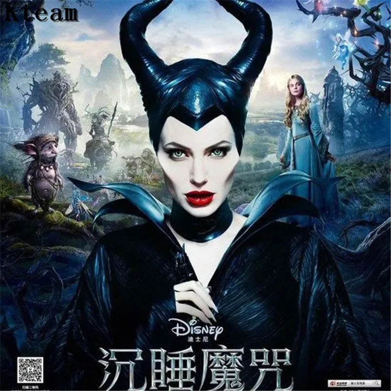 

Top Grade Halloween Cosplay Maleficent Witch Horns Hat Headwear Mask Headgear Helmet Party Black Queen Movie Head Mask toys