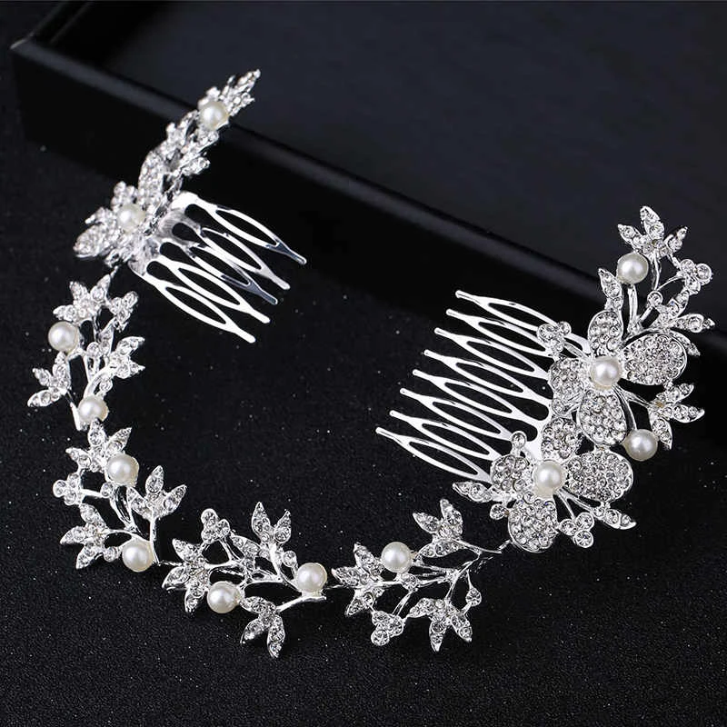 

Fashion Faux pearl Rhinestone Flower Women Hair Comb Bride Wedding Hair Clip Handmade Beads Decoration Ladies Hairs Accessories