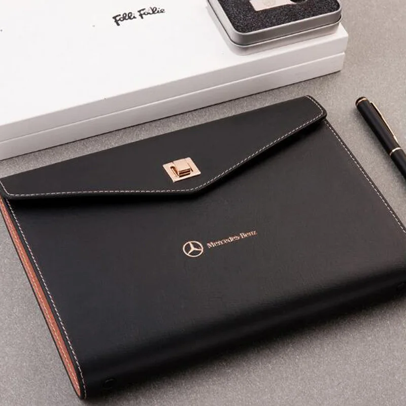 

Business notebook a5 thickened vintage stationery gift box set removable printed logo customized loose-leaf notepad