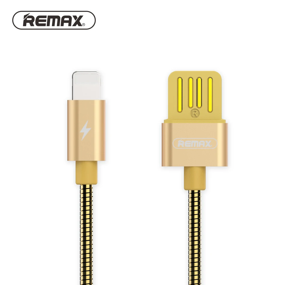 REMAX RC-080i USB кабель для передачи данных для iPhone Xs max XR X 8 7 6 8s 7s 6s plus 5 5S SE iPad air 2 mini 2.1A кабель для быстрой зарядки - Цвет: Золотой