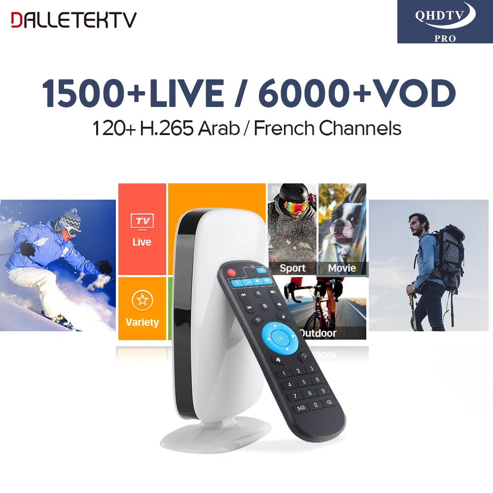 IP ТВ Арабская коробка 2018 Dalletek ТВ Android 8,1 Smart tv Box 1500 Live QHD ТВ PRO аккаунт подписка Европейский, арабский, французский IP ТВ коробка