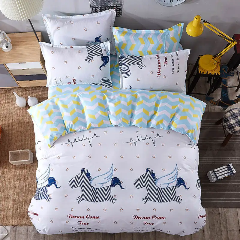 

geometric fly horses printed bedding sets coverlets comforters single twin full queen king size Children's girl's babys bedroom