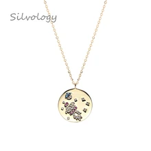 Silvology 925 серебро Вселенная космическая ракета циркон ожерелье, подвеска из золота круглое креативное Элегантное ожерелье женские ювелирные изделия