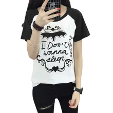 New Fashion 2017 Summer Short Sleeve T shirt Girls Sexy Black Blue T-Shirt Harajuku Letters Printed Women T shirts