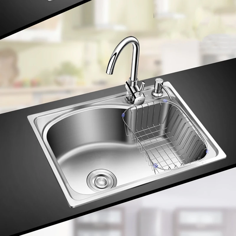 kitchen sink stainless steel Finished brushed single bowl sink kitchen above counter or undermount without faucet sinks