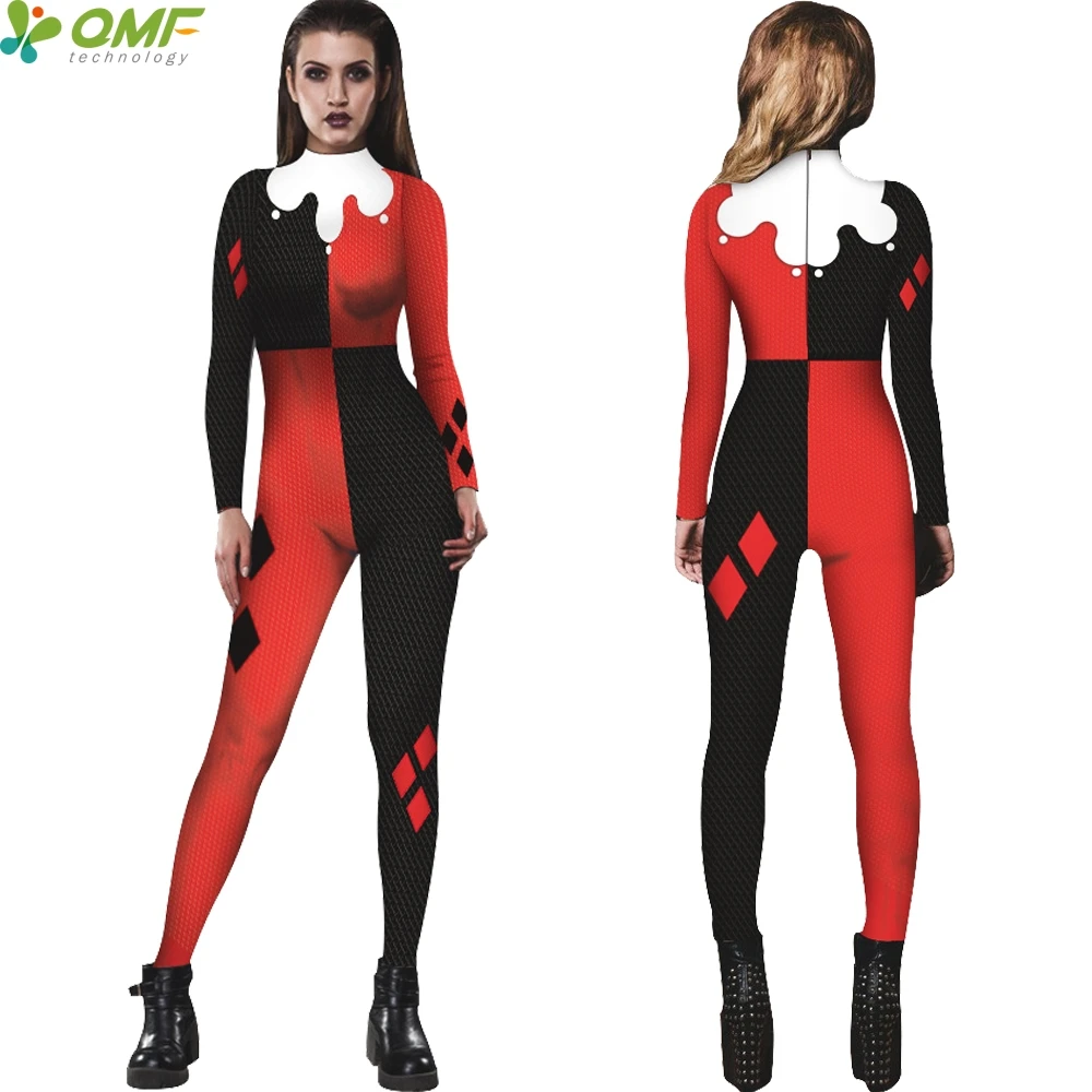 Harley Quinn One Piece Swimwear Bodycon Full Sleeve Swimsuit Suicide