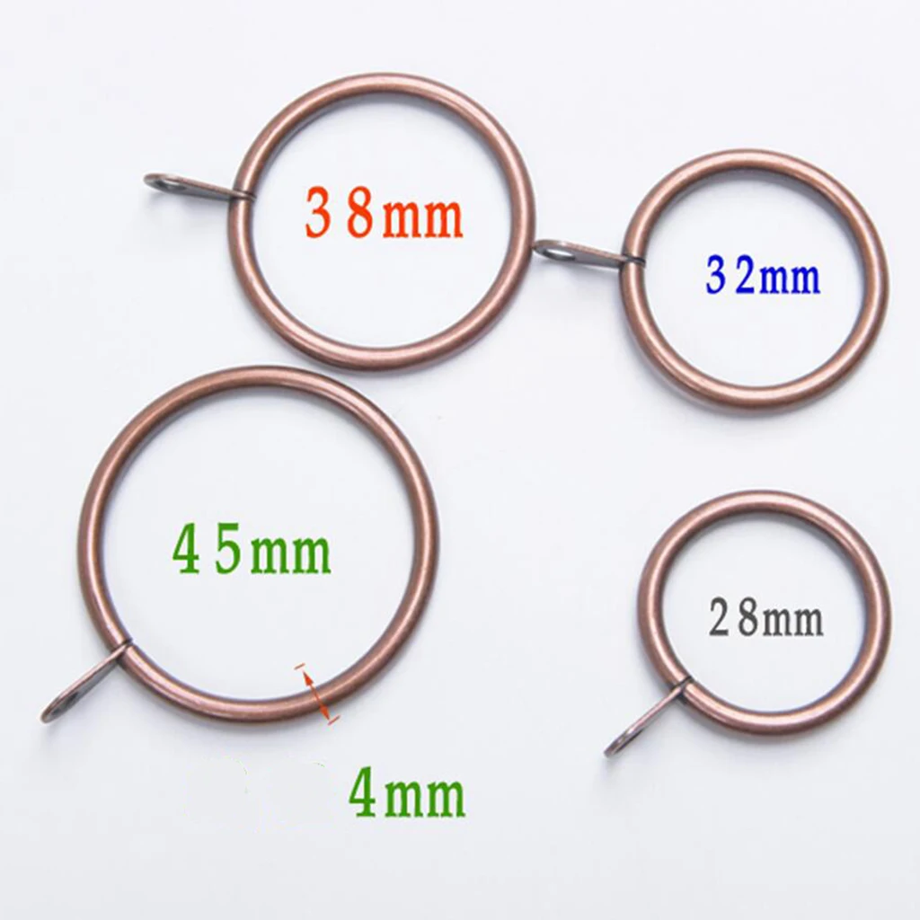 10PCS Strong Metal Drapery Window Curtain Ring Rustproof Bath Curtain Rod Clips, 28/32/38/45mm Diameter