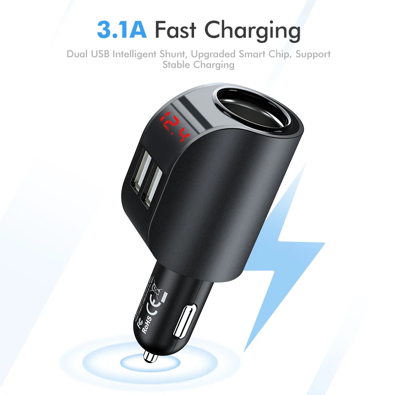FLOVEME المزدوج منافذ USB سيارة شاحن آيفون سيارة-شاحن الهاتف المحمول USB شاحن سامسونج Xiaomi اللوحي GPS محول شاحن