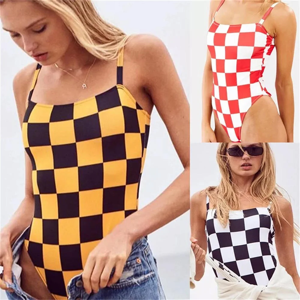 yellow checkered swimsuit