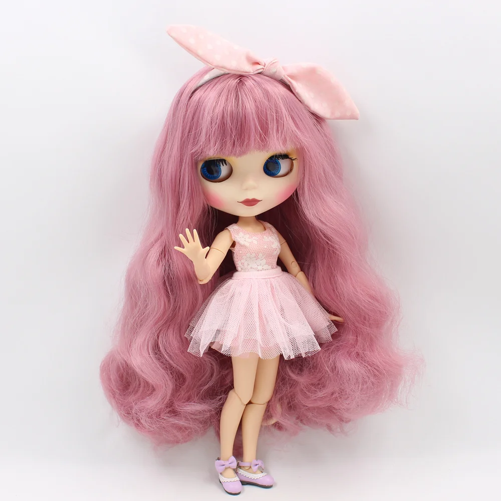 Blyth bjd кукла Обнаженная розовые волосы с челкой матовое лицо подходит для DIY Bjd 1/6 blyth joint body Doll toys