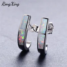 Rongxing уникальный дизайн крючка 925 серебро белый/синий огонь запонка с опалом серьги для женщин модные серьги подарок Ear0680