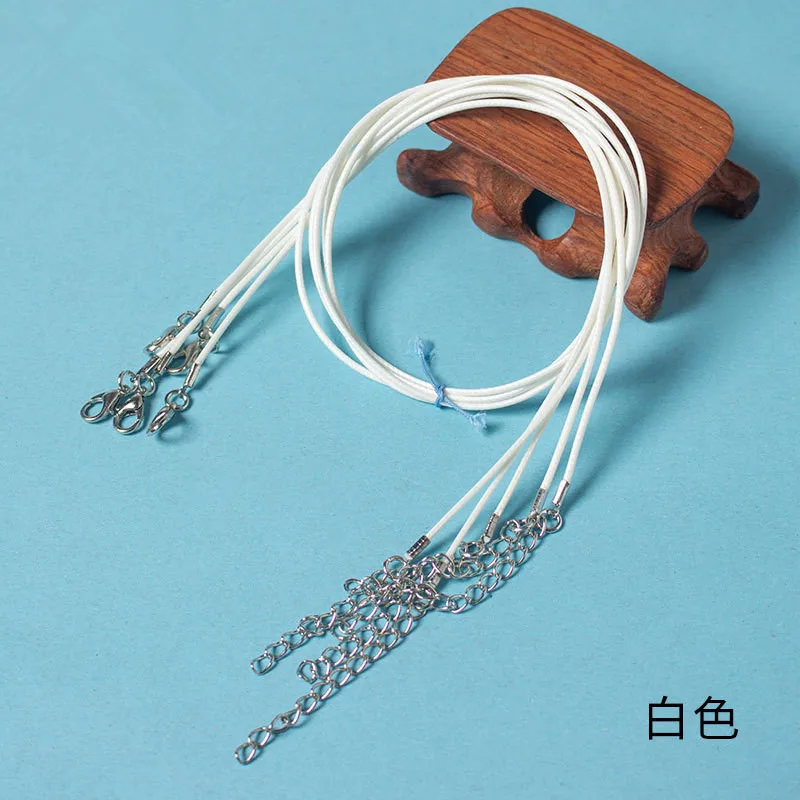 10 шт./партия 1,5 мм кожаные регулируемые плетеные веревочные ожерелья ручной работы и Подвески фурнитура застежка-карабин шнур - Цвет: White