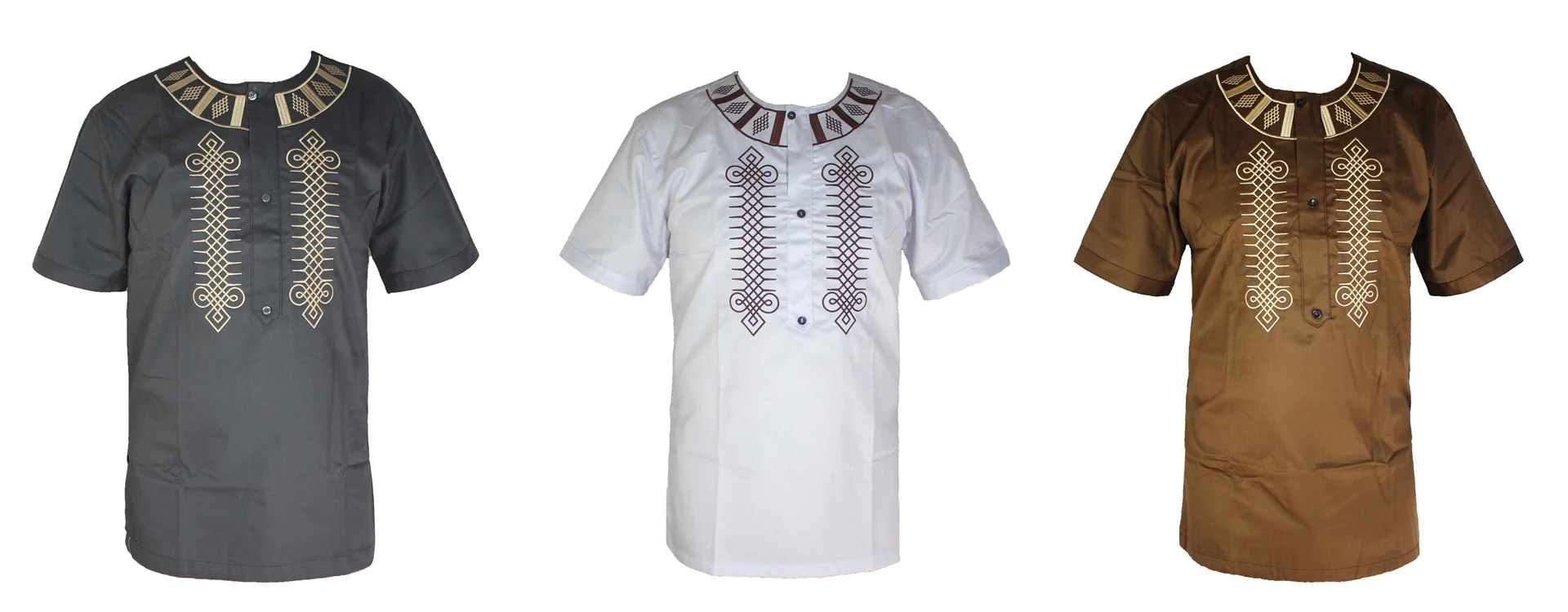 Wedding Wear African Clothes Men`s Dashiki Tunic Tops Africa Ethnic Riche Embroidery Short Caftan Attire