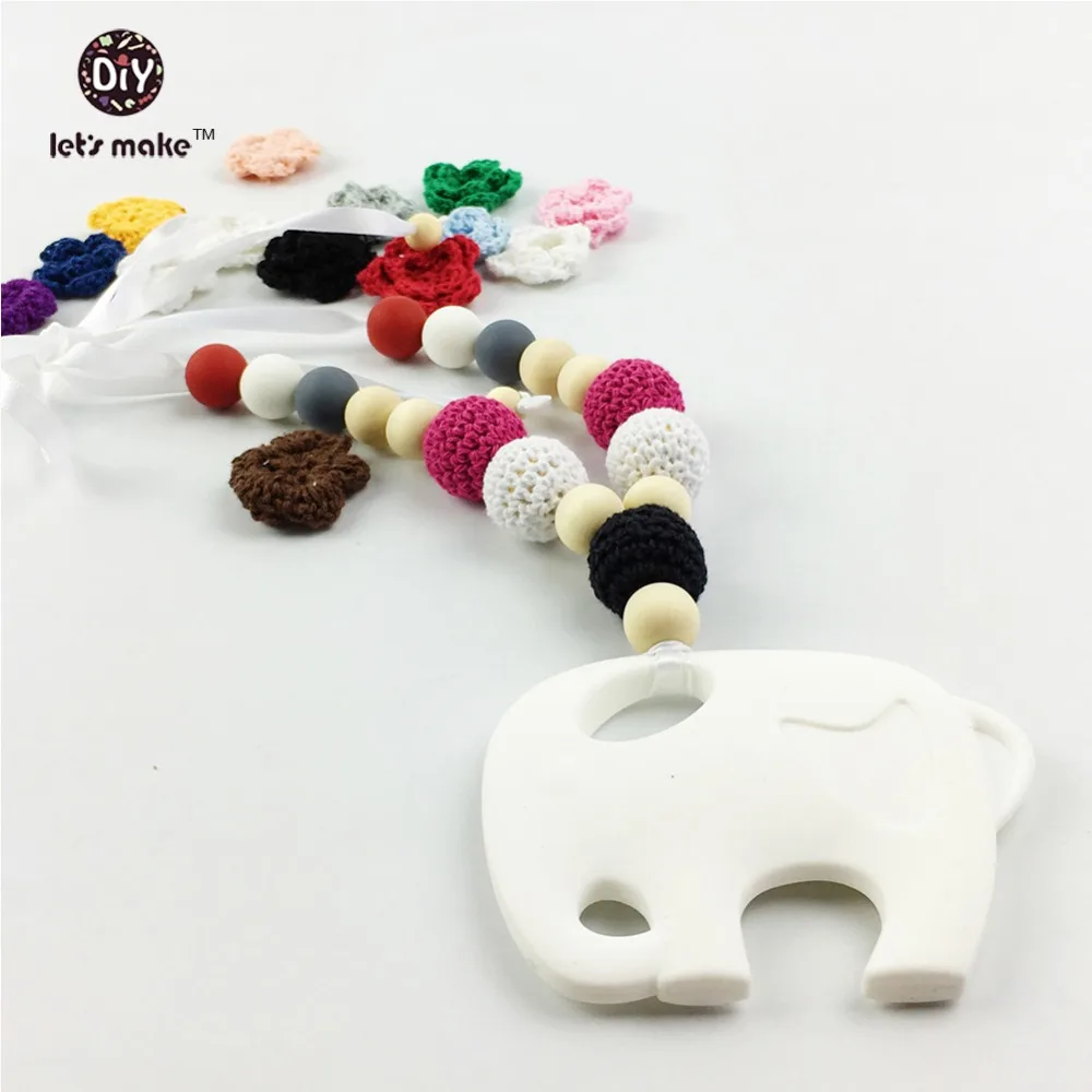 Let's make Silicone Necklace Baby Teether Crochet Beads Elephant Shaped