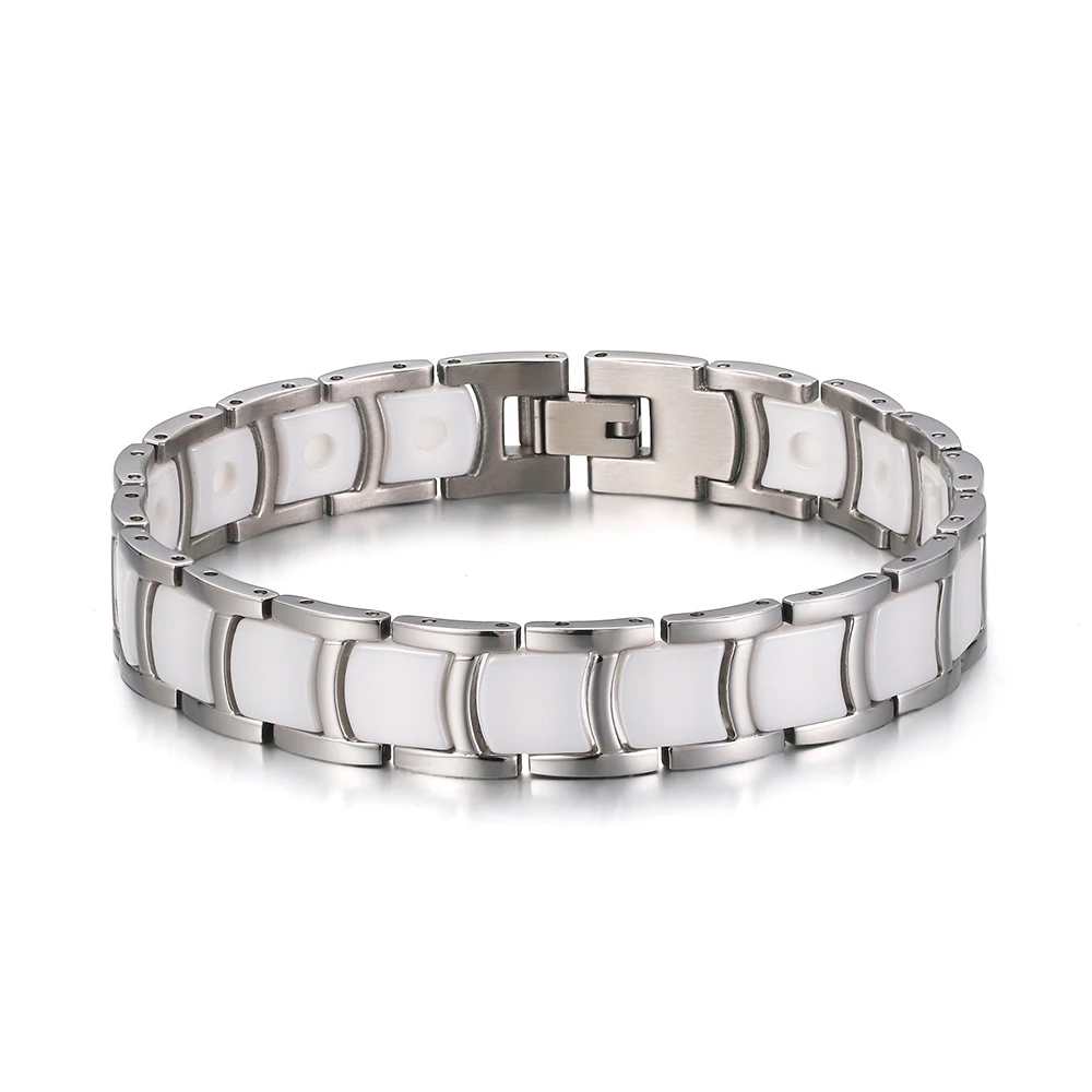 White Ceramic Stainless Steel Bracelets Bangles High Quality Smooth