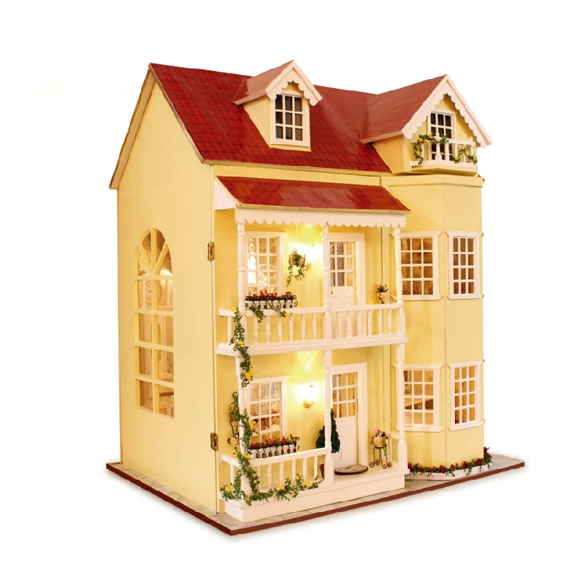  Cutebee DIY House Miniature with Furniture LED Music Dust Cover Model Building Blocks Toys for Chil - 32777347827