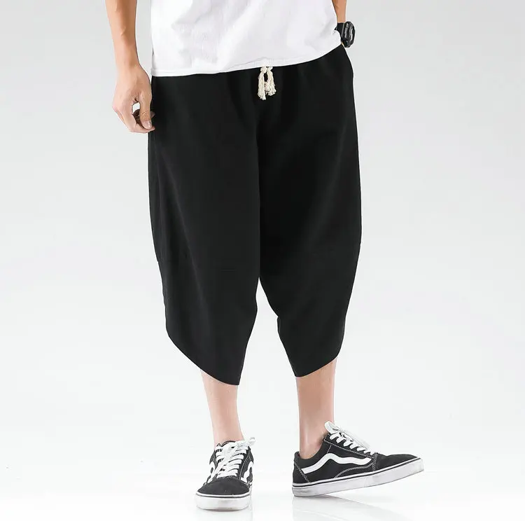 Masculino Bezerro-Comprimento Pants Sólidos Plus Size Calças Largas calças