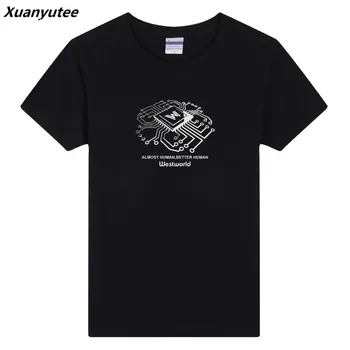 

Xuanyutee Westworld TV Series Fan Lovers T shirt Homme Flock Print O-neck Cotton Short Sleeve Summer Casual Big Yard T-shirt Men