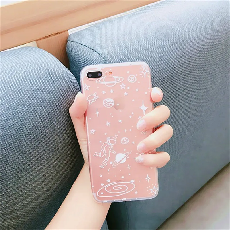 

Love Hearts Pattern Transparent TPU Phone Case Cover For iPhone 6 6s 7 8 Plus X Silicone Stars Cases Bag