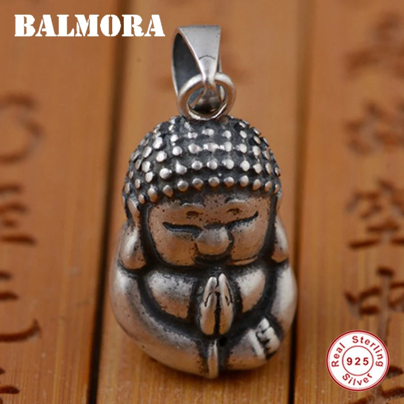 

BALMORA 100% Real 925 Sterling Silver Jewelry Buddhistic Jewelry Buddha Pendants for Necklaces Men Accessories Gifts SY12358