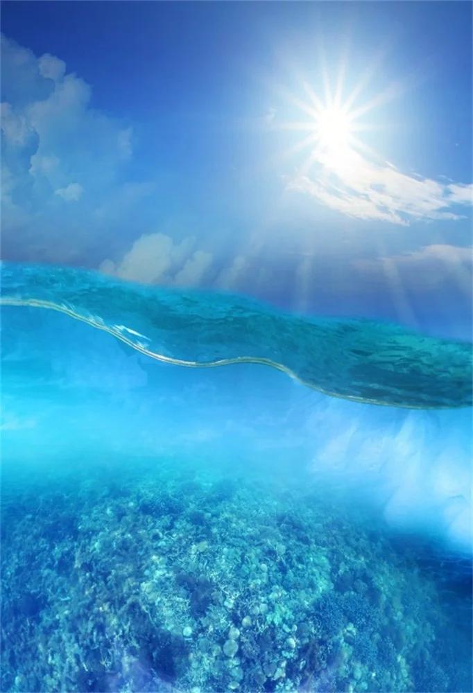 Laeacco Underwater Sun Sky Photography Backgrounds Thin Vinyl ...