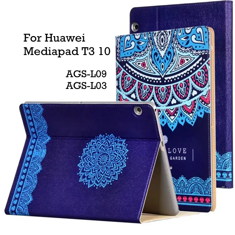 

Leather Case For Huawei Mediapad T3 10 Cute Cartoon Satnd Smart Cover Case For Honor Play Pad 2 9.6 inch AGS-L09 AGS-L03 +Film