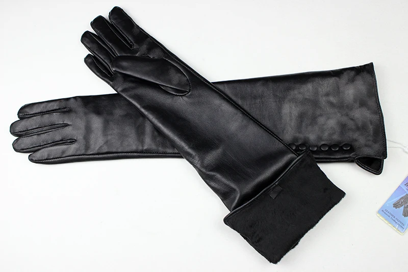 Guantes, длинные перчатки из овчины, женские, натуральная кожа, длина по локоть, кнопка, стиль, бархатная подкладка, теплые