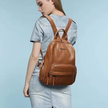 

CHALLEN Women Backpack High Quality PU Leather Backpacks For Girls Female School Shoulder Bag Mochila Hot Fashion