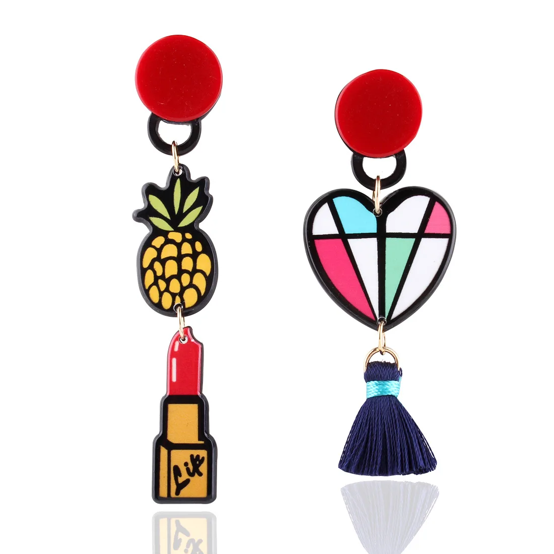 New Arrival Internet Influencer Korean Earrings Trendy Fruit Lipstick Asymmetric Long Love Dangle Chic | Украшения и аксессуары
