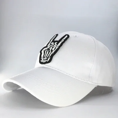 LDSLYJR skull gesture embroidery cotton Baseball Cap hip-hop cap Adjustable Snapback Hats for men and women 67 - Цвет: white