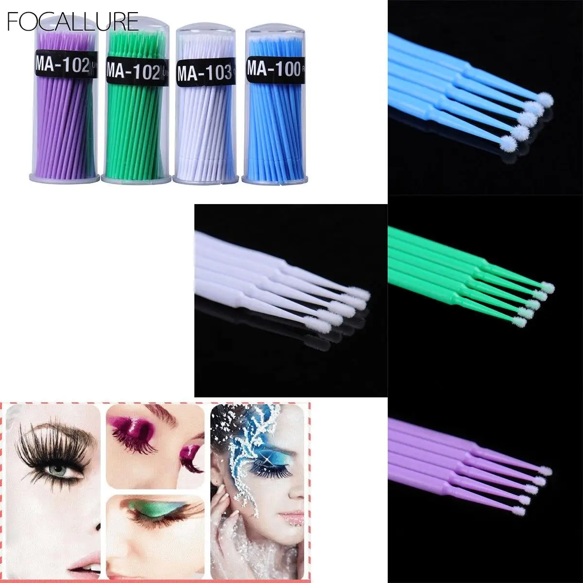 

100PCS/Lot Disposable Eyelash Brushes Swab Microbrushes Eyelash Extension Tools Individual Eyelashes Removing Tools Applicators