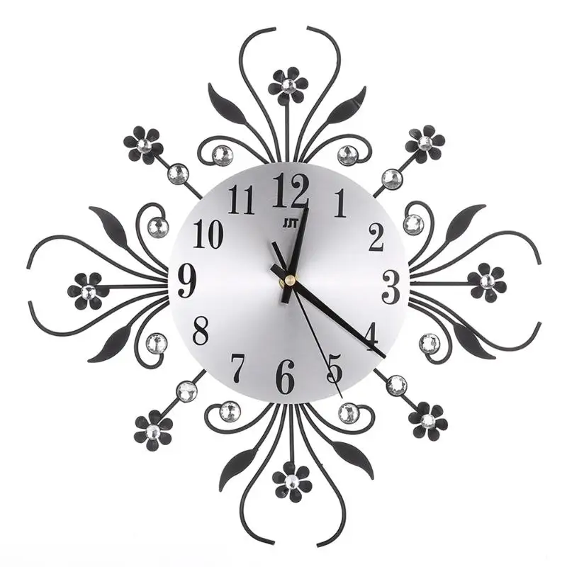 Винтажные металлические художественные настенные часы Роскошные большие настенные часы с бриллиантами современный дизайн домашний декор E5M1
