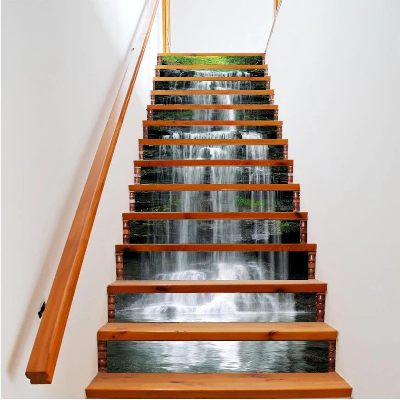 13pcs/Set Self Adhesive Stairs Mural Wallpaper Removable Wall Decals