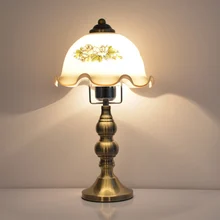 TUDA 21x39 см Европейский ретро стиль настольная лампа высокого качества стеклянный абажур Tabble лампа для спальни настольная лампа E27