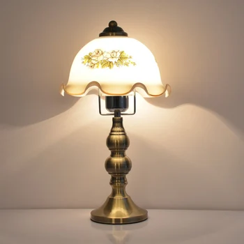 

TUDA 21x39cm Free Shipping European Retro Style Table Lamp High Grade Glass Lampshade Tabble Lamp For Bedroom Table Lamp E27