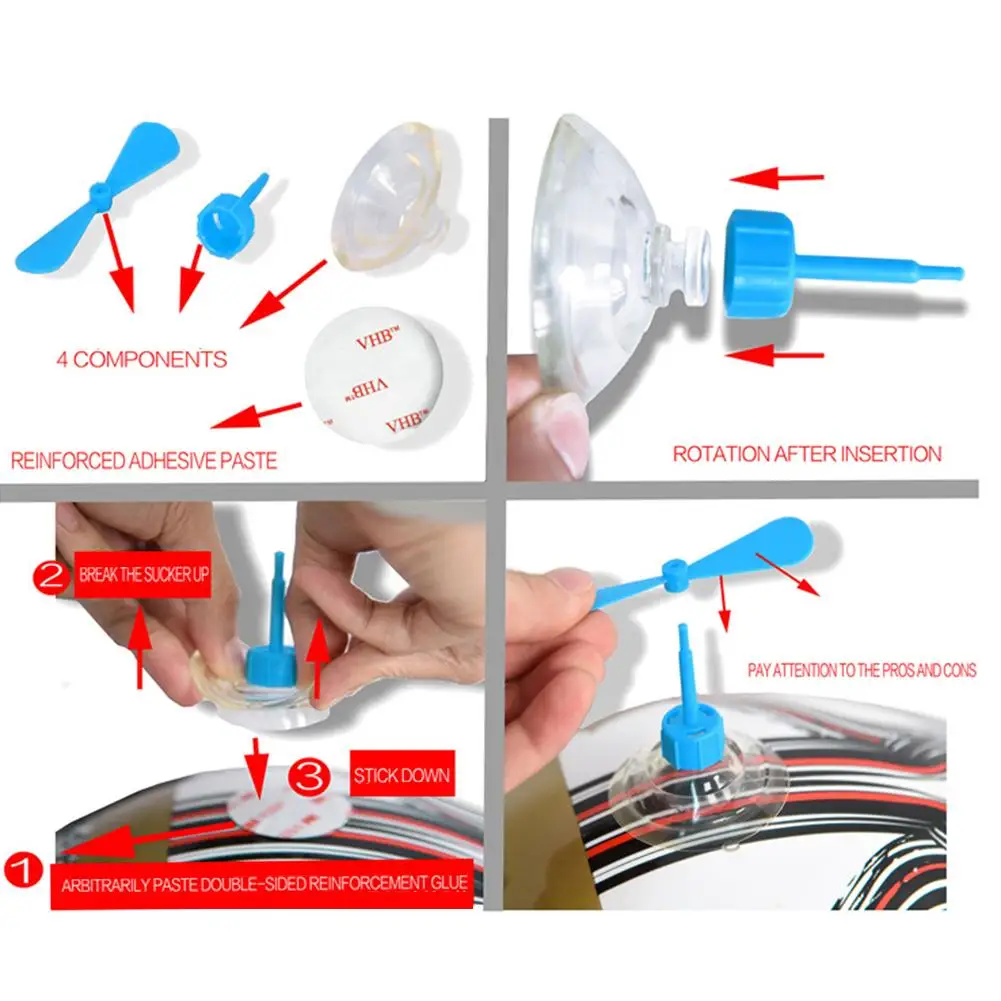 1 комплект Универсальный мотоциклетный шлем украшения аксессуары на присоске пропеллеры Пластиковые 4 цвета